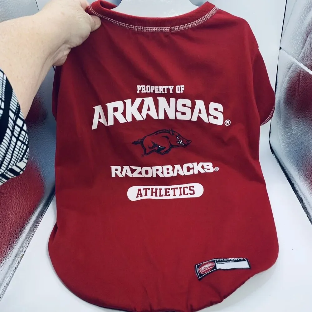Pets First NCAA Razorback Tee Shirt for Dogs - Officially Licensed Sz Large NEW